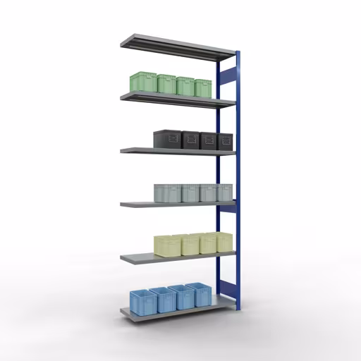 Produktbild Nr 13 des Artikels Anbauregal, Fachbodenregal Stecksystem MULTIplus250, 3000 x 1300 x 400 mm (HxBxT), 7 Fachböden, Längenriegel, RAL 5010 enzianblau/verzinkt Abbildung Nr 13 des Artikels Anbauregal, Fachbodenregal Stecksystem MULTIplus250, 3000 x 1300 x 400 mm (HxBxT), 7 Fachböden, Längenriegel, RAL 5010 enzianblau/verzinkt aus der Produktgruppe Stecksystem von der Marke Schulte Lagertechnik
