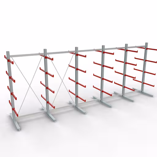 K 6000 Komplettregal, doppelseitig, 3000 x 2x 7500 x 2x 750 mm, RAL 7001 / RAL 3000, 5 Lagerebenen von der Marke Schulte Lagertechnik K 6000 Komplettregal, doppelseitig, 3000 x 2x 7500 x 2x 750 mm, RAL 7001 / RAL 3000, 5 Lagerebenen aus der Kategorie K6000 für schwere Güter mit der Artikelnummer 28727