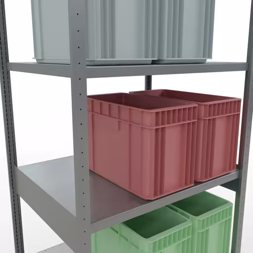 Grundregal, Fachbodenregal Stecksystem MULTIplus250, 3000 x 1000 x 800 mm (HxBxT), 7 Fachböden, Längenriegel, verzinkt von Schulte Lagertechnik aus der Kategorie Stecksystem