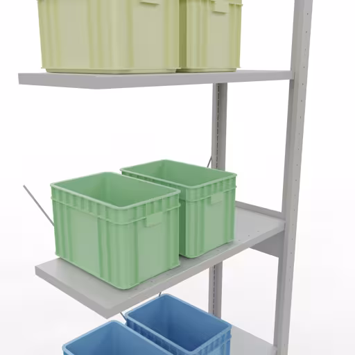 Produktbild Nr.8 des Artikels Anbauregal, Fachbodenregal Stecksystem MULTIplus150, 2500 x 750 x 300 mm (HxBxT), 6 Fachböden, Kreuzstrebe, RAL 7035 lichtgrau aus der Produktreihe Stecksystem von der Marke Schulte Lagertechnik