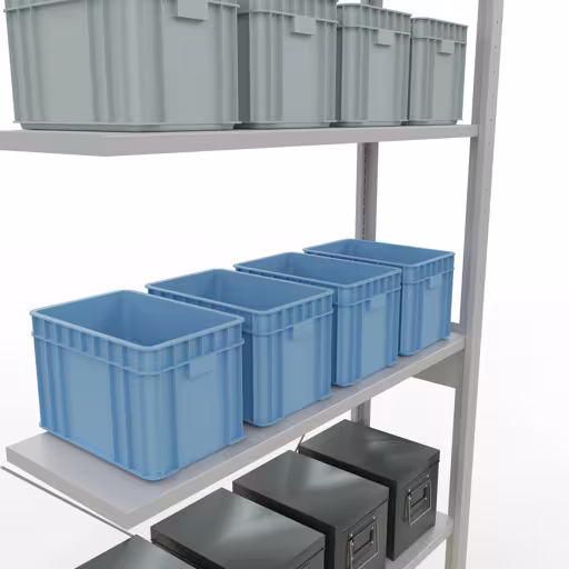 Produktbild Nr 13 des Artikels Anbauregal, Fachbodenregal Stecksystem MULTIplus85, 2500 x 1000 x 300 mm (HxBxT), 6 Fachböden, Kreuzstrebe, RAL 7035 lichtgrau Abbildung Nr 13 des Artikels Anbauregal, Fachbodenregal Stecksystem MULTIplus85, 2500 x 1000 x 300 mm (HxBxT), 6 Fachböden, Kreuzstrebe, RAL 7035 lichtgrau aus der Produktgruppe Stecksystem von der Marke Schulte Lagertechnik