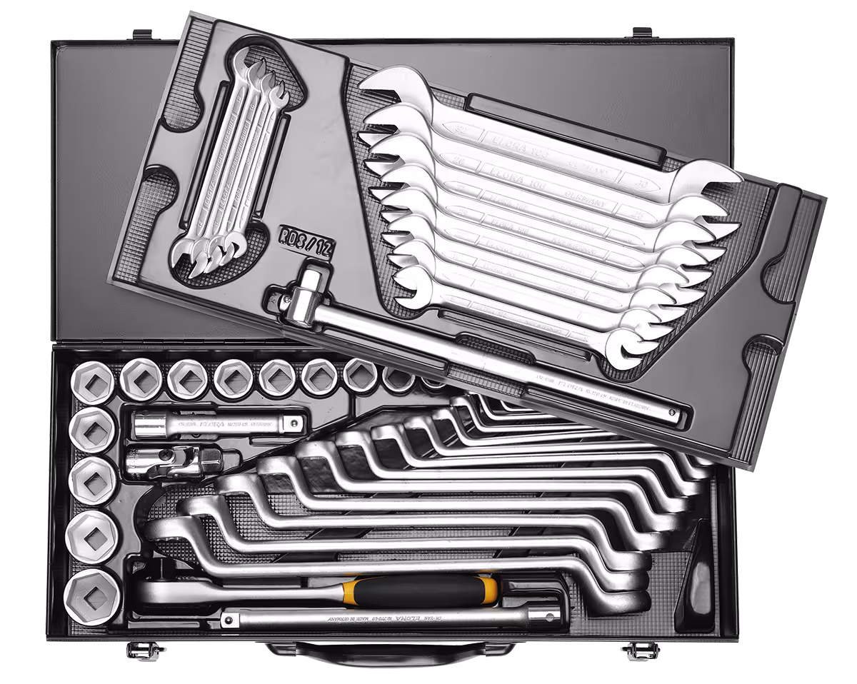 Steckschlüssel-Kombinations-Satz 1/2", 6-kant, 49-teilig 10-32 mm 771-RDS12MU von ELORA Steckschlüssel-Kombinations-Satz 1/2", 10-32 mm, ELORA-770/771-RDS12MU aus der Kategorie Steckschlüssel-Sortiment 1/2" mit der Artikelnr. 0771550202000