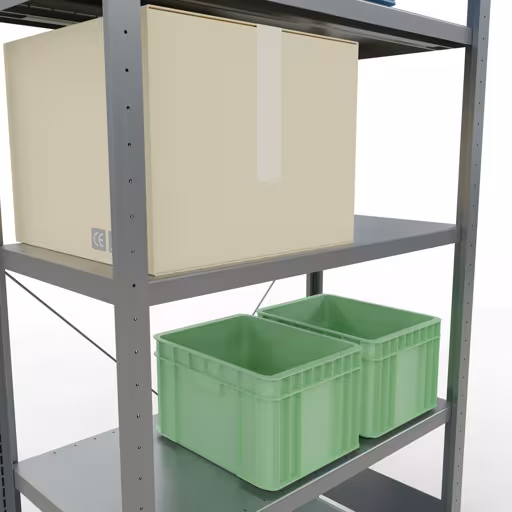 Abbildung Nr 14 des Artikels Grundregal, Fachbodenregal Stecksystem MULTIplus330, 2000 x 1000 x 500 mm (HxBxT), 5 Fachböden, Kreuzstrebe, verzinkt aus der Produktgruppe Stecksystem von der Marke Schulte Lagertechnik