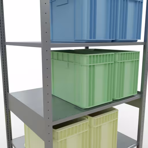 Zusatzbild des Artikels Grundregal, Fachbodenregal Stecksystem MULTIplus150, 2500 x 1000 x 800 mm (HxBxT), 6 Fachböden, Kreuzstrebe, verzinkt aus Grundregal