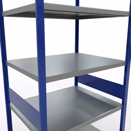 Grundregal, Fachbodenregal Stecksystem MULTIplus330, 3000 x 1000 x 800 mm (HxBxT), 7 Fachböden, Längenriegel, RAL 5010 enzianblau/verzinkt von Schulte Lagertechnik aus der Kategorie Stecksystem
