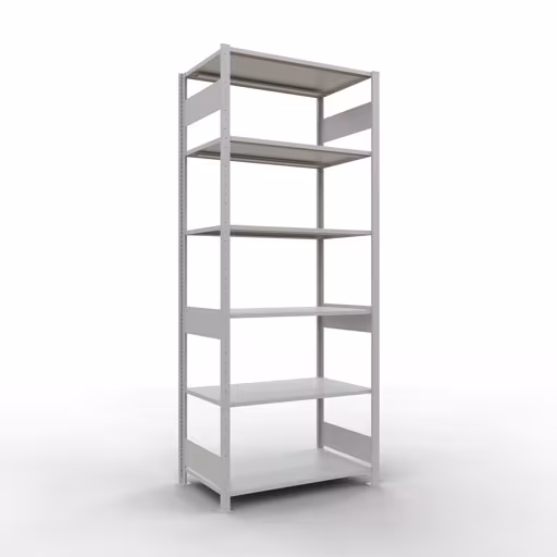 Grundregal, Fachbodenregal Stecksystem MULTIplus150, 2500 x 1000 x 600 mm (HxBxT), 6 Fachböden, Längenriegel, RAL 7035 lichtgrau aus der Kategorie Grundregal mit der Artikelnummer 32661-LR