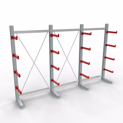Abbildung Nr 11 des Artikels K 3000 Komplettregal, einseitig, 2500 x 3900 x 500 mm, RAL 7001 / RAL 3000, 5 Lagerebenen aus der Produktgruppe Kragarmregale von der Marke Schulte Lagertechnik