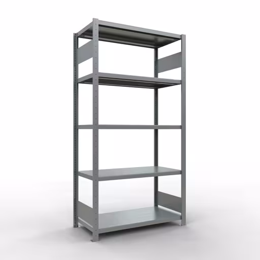 Grundregal, Fachbodenregal Stecksystem MULTIplus250, 2000 x 1000 x 500 mm (HxBxT), 5 Fachböden, Längenriegel, verzinkt aus der Kategorie Grundregal mit der Artikelnummer 12950-LR