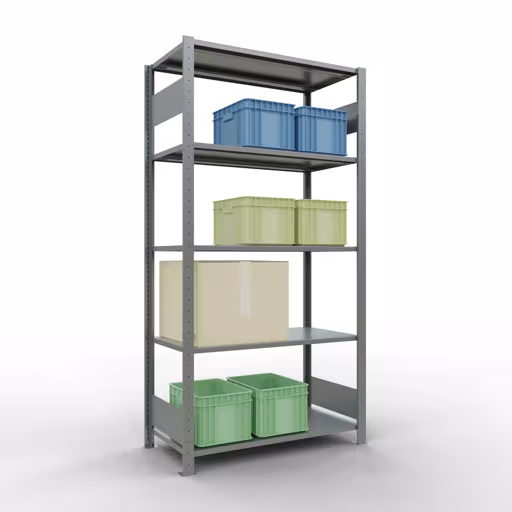 Grundregal, Fachbodenregal Stecksystem MULTIplus150, 2000 x 1000 x 500 mm (HxBxT), 5 Fachböden, Längenriegel, verzinkt von der Marke Schulte Lagertechnik aus der Produktreihe Stecksystem