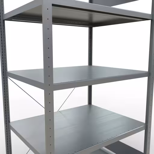 Andere Ansicht des Artikels Grundregal, Fachbodenregal Stecksystem MULTIplus250, 2000 x 1000 x 800 mm (HxBxT), 5 Fachböden, Kreuzstrebe, verzinkt Andere Ansicht des Artikels Grundregal, Fachbodenregal Stecksystem MULTIplus250, 2000 x 1000 x 800 mm (HxBxT), 5 Fachböden, Kreuzstrebe, verzinkt aus der Kategorie Stecksystem