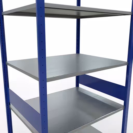 Grundregal, Fachbodenregal Stecksystem MULTIplus150, 3000 x 1000 x 800 mm (HxBxT), 7 Fachböden, Längenriegel, RAL 5010 enzianblau/verzinkt von Schulte Lagertechnik mit der Artikelnr. 12782-LR-B