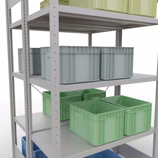 Grundregal, Doppelregal, Fachbodenregal Stecksystem MULTIplus250, 2000 x 1000 x (2x500) mm (HxBxT), 2x5 Fachböden, Kreuzstrebe, RAL 7035 lichtgrau von Schulte Lagertechnik aus der Kategorie Fachbodenregale