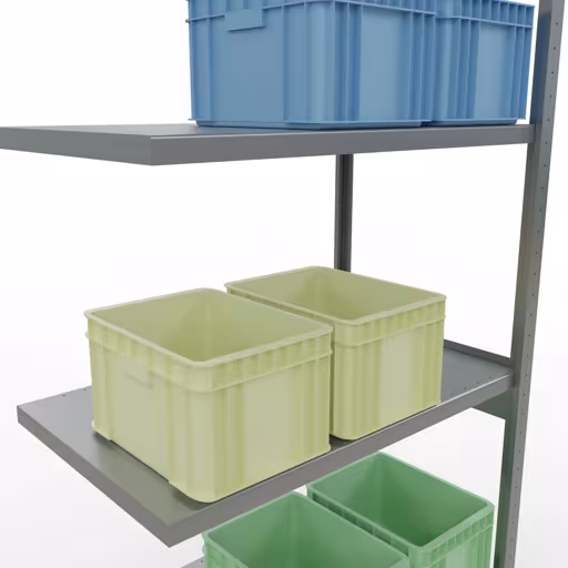 Abbildung Nr 9 des Artikels Anbauregal, Fachbodenregal Stecksystem MULTIplus250, 3000 x 1000 x 600 mm (HxBxT), 7 Fachböden, Längenriegel, verzinkt aus der Produktgruppe Stecksystem von der Marke Schulte Lagertechnik