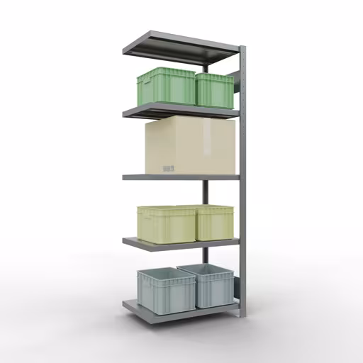 Abbildung Nr 8 des Artikels Anbauregal, Fachbodenregal Stecksystem MULTIplus250, 2000 x 750 x 500 mm (HxBxT), 5 Fachböden, Längenriegel, verzinkt aus der Produktgruppe Stecksystem von der Marke Schulte Lagertechnik