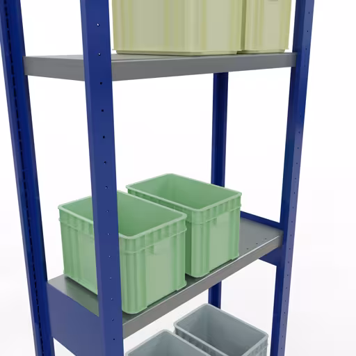 Abbildung Nr 15 des Artikels Grundregal, Fachbodenregal Stecksystem MULTIplus250, 3000 x 750 x 300 mm (HxBxT), 7 Fachböden, Längenriegel, RAL 5010 enzianblau/verzinkt/verzinkt aus der Produktgruppe Stecksystem von der Marke Schulte Lagertechnik