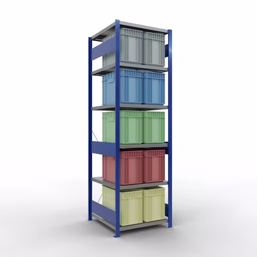 Abbildung Nr 7 des Artikels Grundregal, Fachbodenregal Stecksystem MULTIplus250, 2500 x 750 x 800 mm (HxBxT), 6 Fachböden, Kreuzstrebe, RAL 5010 enzianblau/verzinkt/verzinkt aus der Produktgruppe Stecksystem von der Marke Schulte Lagertechnik