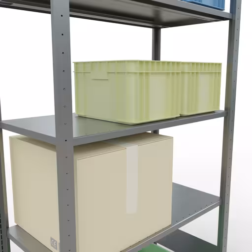 Produktbild Nr.14 des Artikels Grundregal, Fachbodenregal Stecksystem MULTIplus150, 2000 x 1000 x 500 mm (HxBxT), 5 Fachböden, Längenriegel, verzinkt aus der Produktreihe Stecksystem von der Marke Schulte Lagertechnik
