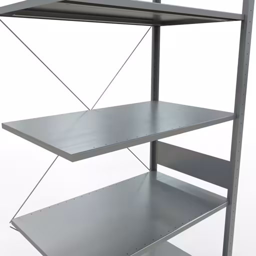 Abbildung Nr 12 des Artikels Anbauregal, Fachbodenregal Stecksystem MULTIplus85, 3000 x 1000 x 600 mm (HxBxT), 7 Fachböden, Kreuzstrebe, verzinkt aus der Produktgruppe Stecksystem von der Marke Schulte Lagertechnik