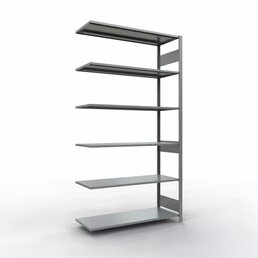 Anbauregal, Fachbodenregal Stecksystem MULTIplus150, 2500 x 1300 x 500 mm (HxBxT), 6 Fachböden, Längenriegel, verzinkt aus der Kategorie Anbauregal mit der Artikelnummer 12756-130-LR