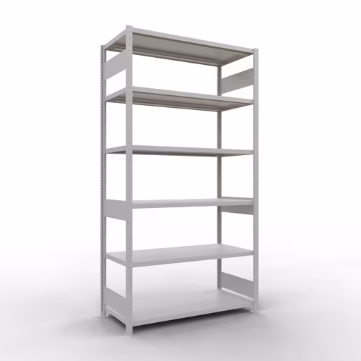 Grundregal, Fachbodenregal Stecksystem MULTIplus250, 2500 x 1300 x 600 mm (HxBxT), 6 Fachböden, Längenriegel, RAL 7035 lichtgrau aus der Kategorie Grundregal mit der Artikelnummer 32861-130-LR