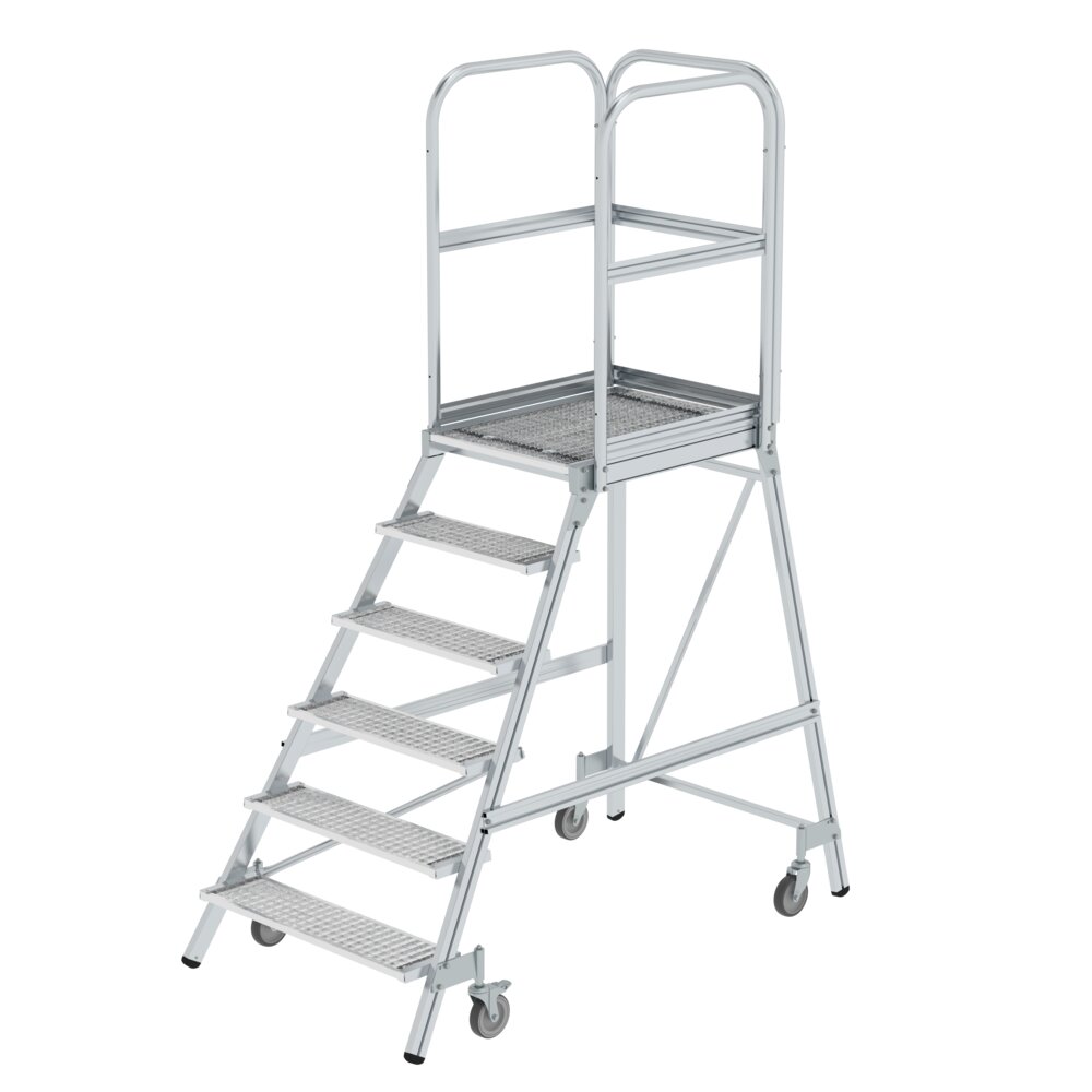 Munk Podesttreppe einseitig begehbar mit Federrollen Stahl-Gitterrost 6 Stufen von Günzburger Steigtechnik Munk Podesttreppe einseitig begehbar mit Federrollen Stahl-Gitterrost aus der Kategorie Podesttreppen mit der Artikelnr. 051106