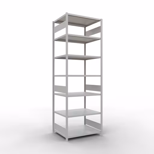 Grundregal, Fachbodenregal Stecksystem MULTIplus330, 3000 x 1000 x 800 mm (HxBxT), 7 Fachböden, Längenriegel, RAL 7035 lichtgrau aus der Kategorie Grundregal mit der Artikelnummer 33882-LR