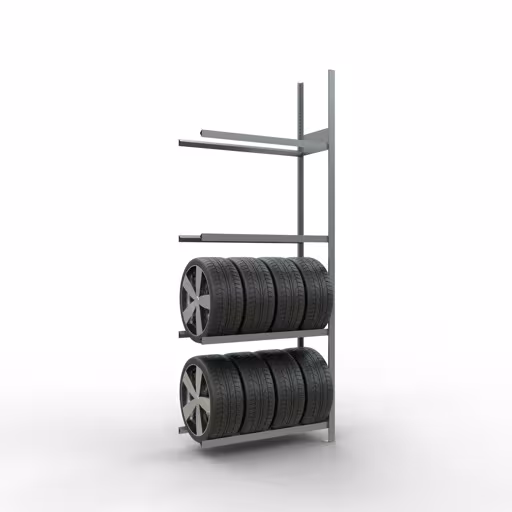 Abbildung Nr 12 des Artikels Anbauregal, Räder-/Reifenregal, 2750 x 1050 x 400 mm (HxBxT), verzinkt, 4 Lagerebenen á 150 kg Fachlast pro Ebene aus der Produktgruppe Fachbodenregale von der Marke Schulte Lagertechnik