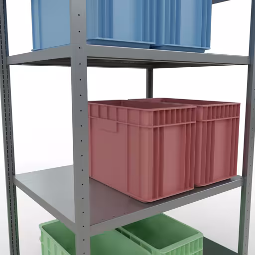 Grundregal, Fachbodenregal Stecksystem MULTIplus330, 2000 x 1000 x 800 mm (HxBxT), 5 Fachböden, Längenriegel, verzinkt von Schulte Lagertechnik aus der Kategorie Stecksystem