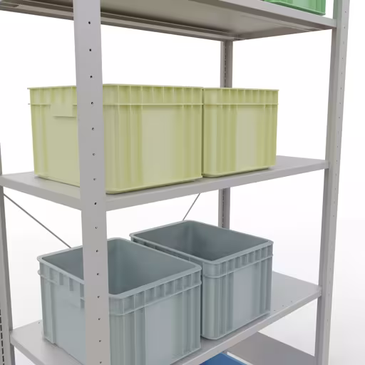 Abbildung Nr 13 des Artikels Grundregal, Fachbodenregal Stecksystem MULTIplus85, 2000 x 1000 x 500 mm (HxBxT), 5 Fachböden, Kreuzstrebe, RAL 7035 lichtgrau aus der Produktgruppe Stecksystem von der Marke Schulte Lagertechnik