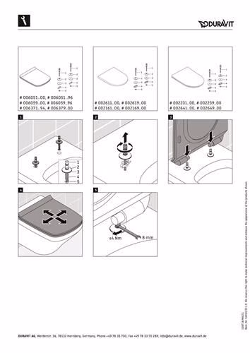 Zusatzinfo_PDF 4018695 Duravit Wand-WC Set 540 mm D-Neo Weiß, Tiefspüler rimless, WC-Sitz mit Absenkautomatik, inklusive Durafix