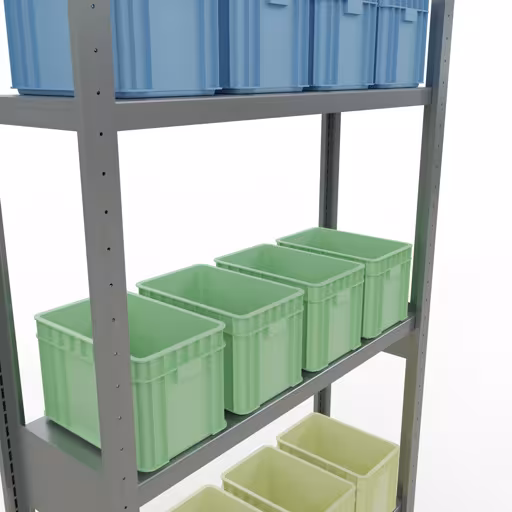 Produktbild Nr.7 des Artikels Grundregal, Fachbodenregal Stecksystem MULTIplus250, 3000 x 1000 x 300 mm (HxBxT), 7 Fachböden, Längenriegel, verzinkt aus der Produktreihe Stecksystem von der Marke Schulte Lagertechnik