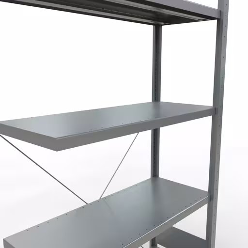 Anbauregal, Fachbodenregal Stecksystem MULTIplus330, 2000 x 1000 x 400 mm (HxBxT), 5 Fachböden, Kreuzstrebe, verzinkt von Schulte Lagertechnik aus der Kategorie Stecksystem