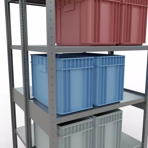 Andere Ansicht des Artikels Grundregal, Doppelregal, Fachbodenregal Stecksystem MULTIplus250, 2500 x 1000 x (2x500) mm (HxBxT), 2x6 Fachböden, Längenriegel, verzinkt aus der Kategorie Fachbodenregale