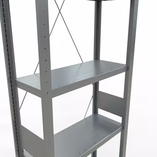 Produktbild Nr.13 des Artikels Grundregal, Fachbodenregal Stecksystem MULTIplus250, 3000 x 750 x 300 mm (HxBxT), 7 Fachböden, Kreuzstrebe, verzinkt aus der Produktreihe Stecksystem von der Marke Schulte Lagertechnik