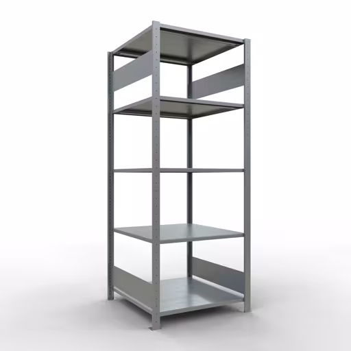 Grundregal, Fachbodenregal Stecksystem MULTIplus150, 2000 x 750 x 800 mm (HxBxT), 5 Fachböden, Längenriegel, verzinkt aus der Kategorie Grundregal mit der Artikelnummer 12780-75-LR