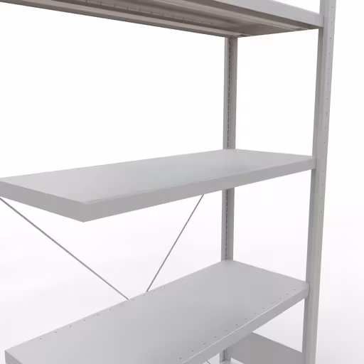 Produktbild Nr.13 des Artikels Anbauregal, Fachbodenregal Stecksystem MULTIplus250, 2000 x 1000 x 400 mm (HxBxT), 5 Fachböden, Kreuzstrebe, RAL 7035 lichtgrau aus der Produktreihe Stecksystem von der Marke Schulte Lagertechnik