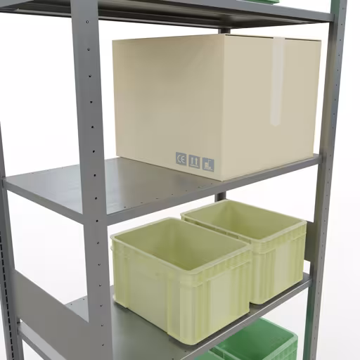 Grundregal, Fachbodenregal Stecksystem MULTIplus150, 3000 x 1000 x 500 mm (HxBxT), 7 Fachböden, Längenriegel, verzinkt von Schulte Lagertechnik aus der Kategorie Stecksystem
