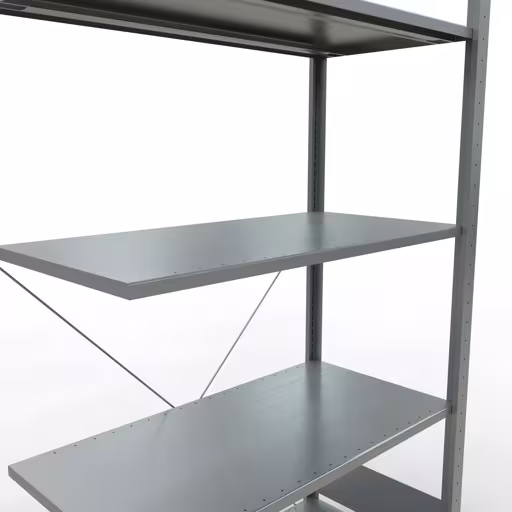 Anbauregal, Fachbodenregal Stecksystem MULTIplus85, 2000 x 1000 x 500 mm (HxBxT), 5 Fachböden, Kreuzstrebe, verzinkt von Schulte Lagertechnik aus der Kategorie Stecksystem