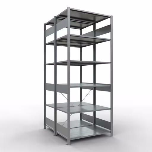 Grundregal, Doppelregal, Fachbodenregal Stecksystem MULTIplus150, 2500 x 1000 x (2x600) mm (HxBxT), 2x6 Fachböden, Kreuzstrebe, verzinkt aus der Kategorie Doppelregale mit der Artikelnummer 13761