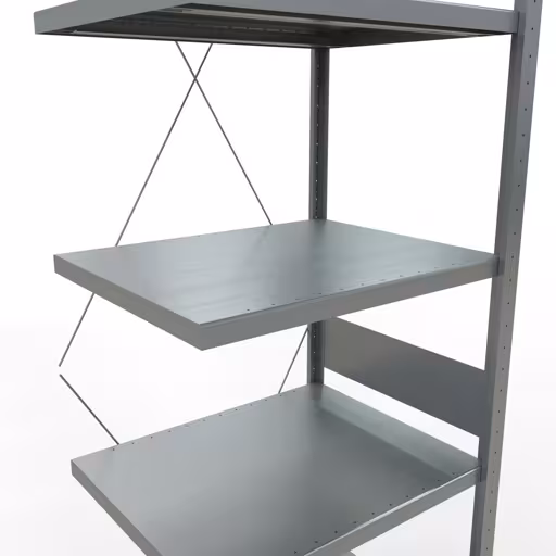 Abbildung Nr 15 des Artikels Anbauregal, Fachbodenregal Stecksystem MULTIplus250, 3000 x 750 x 600 mm (HxBxT), 7 Fachböden, Kreuzstrebe, verzinkt aus der Produktgruppe Stecksystem von der Marke Schulte Lagertechnik
