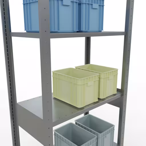 Grundregal, Fachbodenregal Stecksystem MULTIplus150, 2500 x 750 x 400 mm (HxBxT), 6 Fachböden, Längenriegel, verzinkt von Schulte Lagertechnik aus der Kategorie Stecksystem