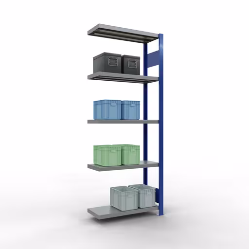 Abbildung Nr 15 des Artikels Anbauregal, Fachbodenregal Stecksystem MULTIplus250, 2000 x 750 x 300 mm (HxBxT), 5 Fachböden, Längenriegel, RAL 5010 enzianblau/verzinkt/verzinkt aus der Produktgruppe Stecksystem von der Marke Schulte Lagertechnik