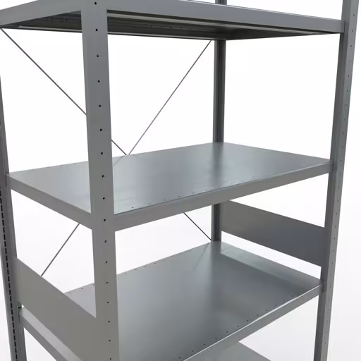 Abbildung Nr 14 des Artikels Grundregal, Fachbodenregal Stecksystem MULTIplus330, 3000 x 1000 x 600 mm (HxBxT), 7 Fachböden, Kreuzstrebe, verzinkt aus der Produktgruppe Stecksystem von der Marke Schulte Lagertechnik