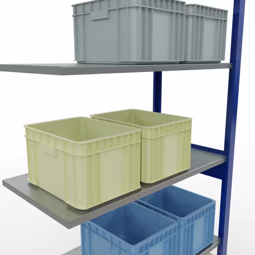 Anbauregal, Fachbodenregal Stecksystem MULTIplus85, 2500 x 1000 x 500 mm (HxBxT), 6 Fachböden, Längenriegel, RAL 5010 enzianblau von Schulte Lagertechnik aus der Kategorie Stecksystem