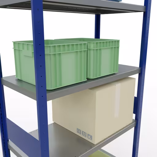 Abbildung Nr 15 des Artikels Grundregal, Fachbodenregal Stecksystem MULTIplus330, 3000 x 1000 x 500 mm (HxBxT), 7 Fachböden, Längenriegel, RAL 5010 enzianblau/verzinkt aus der Produktgruppe Stecksystem von der Marke Schulte Lagertechnik