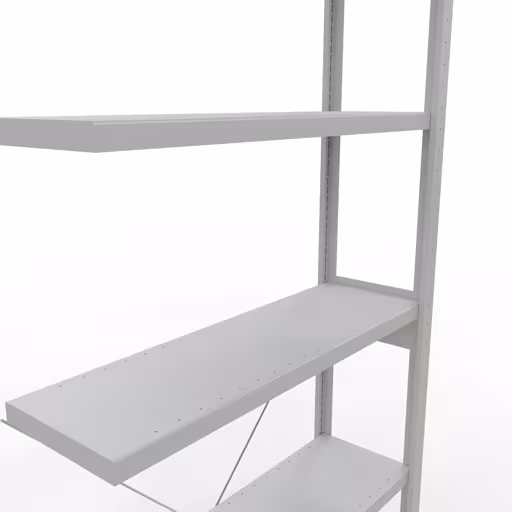 Anbauregal, Fachbodenregal Stecksystem MULTIplus330, 2500 x 1000 x 300 mm (HxBxT), 6 Fachböden, Kreuzstrebe, RAL 7035 lichtgrau von Schulte Lagertechnik aus der Kategorie Stecksystem