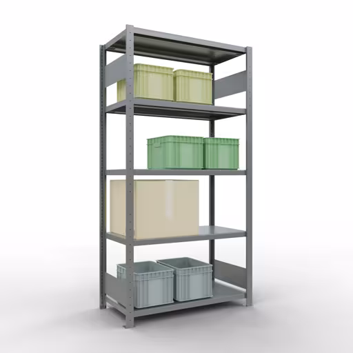 Abbildung Nr 11 des Artikels Grundregal, Fachbodenregal Stecksystem MULTIplus330, 2000 x 1000 x 500 mm (HxBxT), 5 Fachböden, Längenriegel, verzinkt aus der Produktgruppe Stecksystem von der Marke Schulte Lagertechnik