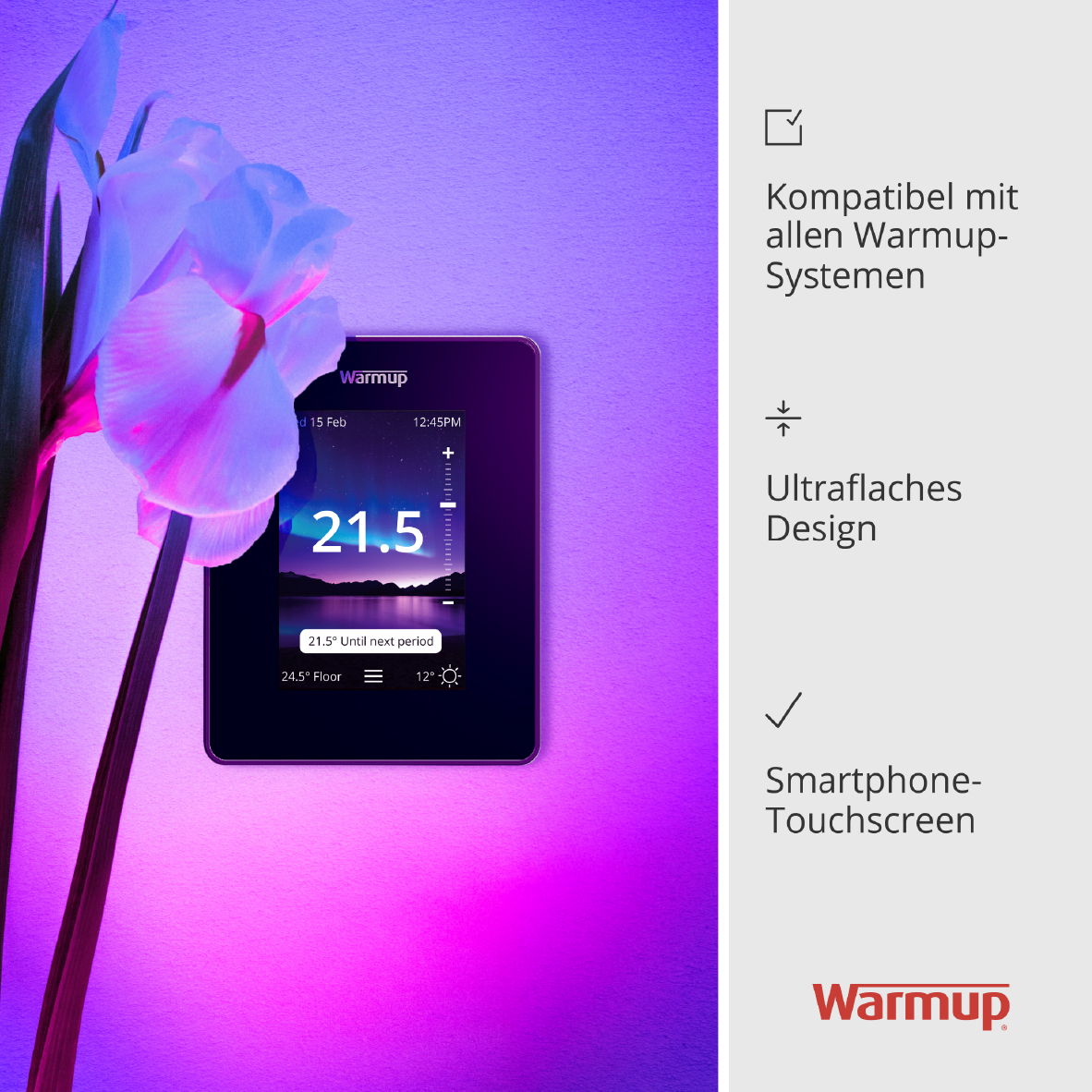 Warmup 7iE Smartes Matter Kompatibles WIFI Thermostat schwarz