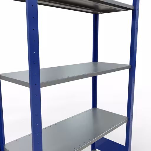 Produktbild Nr 13 des Artikels Grundregal, Fachbodenregal Stecksystem MULTIplus85, 2000 x 1000 x 400 mm (HxBxT), 5 Fachböden, Längenriegel, RAL 5010 enzianblau Abbildung Nr 13 des Artikels Grundregal, Fachbodenregal Stecksystem MULTIplus85, 2000 x 1000 x 400 mm (HxBxT), 5 Fachböden, Längenriegel, RAL 5010 enzianblau aus der Produktgruppe Stecksystem von der Marke Schulte Lagertechnik