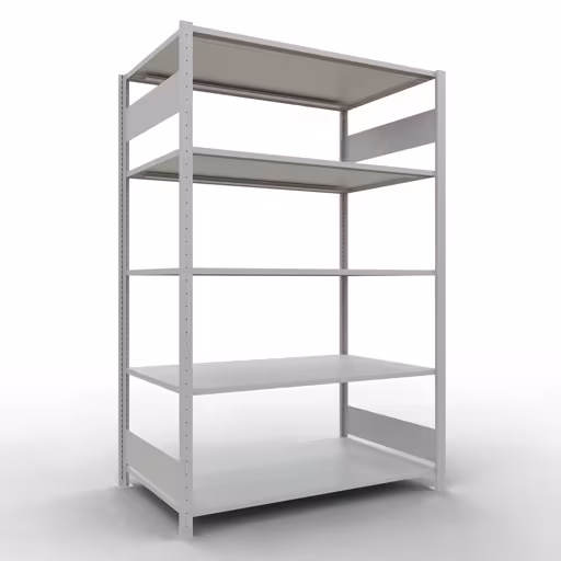 Grundregal, Fachbodenregal Stecksystem MULTIplus150, 2000 x 1300 x 800 mm (HxBxT), 5 Fachböden, Längenriegel, RAL 7035 lichtgrau aus der Kategorie Grundregal mit der Artikelnummer 32680-130-LR